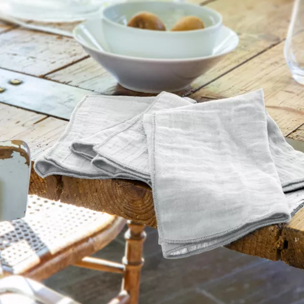 Lot de 3 serviettes gaze de coton (40 x 40 cm) Ga�a Gris nuage