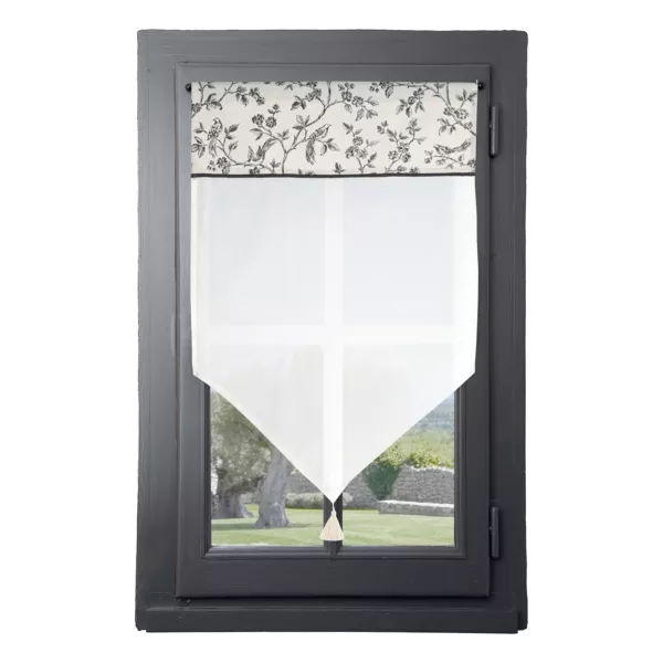 Visillo de ventanal con trabillas (60 x 90 cm) Clarine Marfil