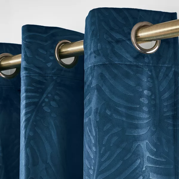 Rideau obscurcissant velours (140 x 280 cm) Fern Bleu marine