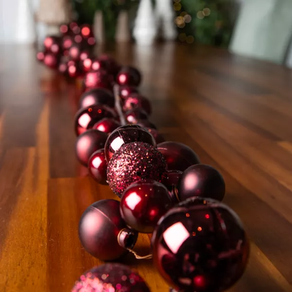 Weihnachtsgirlande (180 cm) Weihnachtskugeln Bordeaux