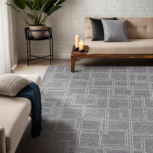 Tapis de salon rectangulaire laine tuft�e (140 x 200 cm) Yutoo Gris