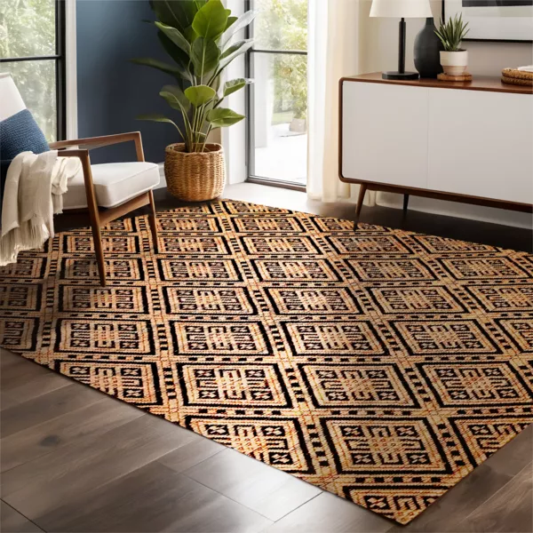 Alfombra rectangular de sal�n de yute tejida a mano (140 x 200 cm) Meera Beige