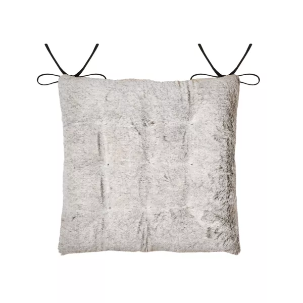 Coussin de chaise carr� fausse fourrure (40 x 40 cm) Asgard Gris perle