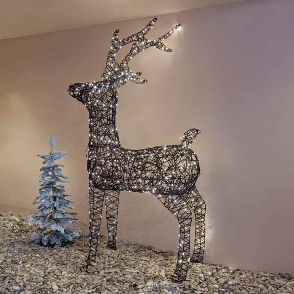 Renne lumineux 400 Micro LED (H160cm) R�sine tress�e Blanc chaud