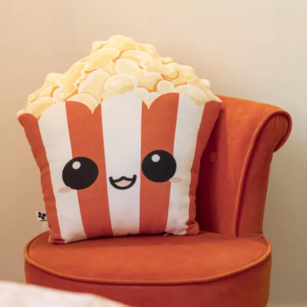 Rektangul�r b�rnepude i bomuld (40 x 42 cm) Frisk popcorn R�d