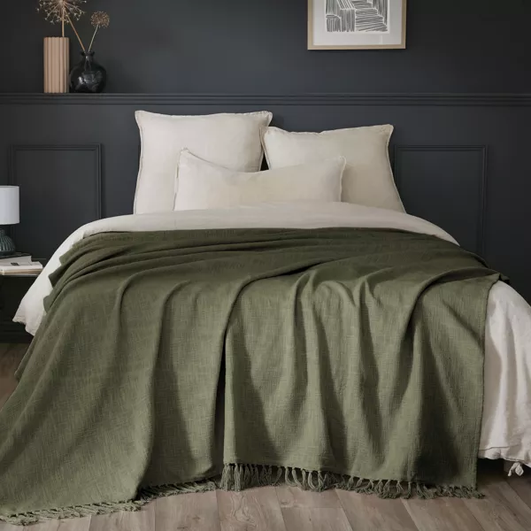 Plaid cotone (180 x 220 cm) Sixtine Verde rosmarino