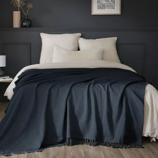 Manta de algod�n (180 x 220 cm) Sixtine Azul noche