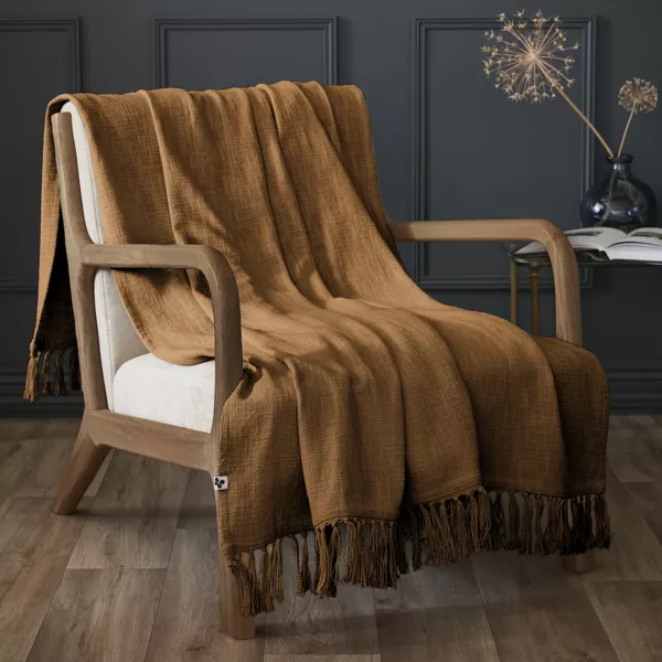 Katoenen plaid (130 x 160 cm) Sixtine Camel