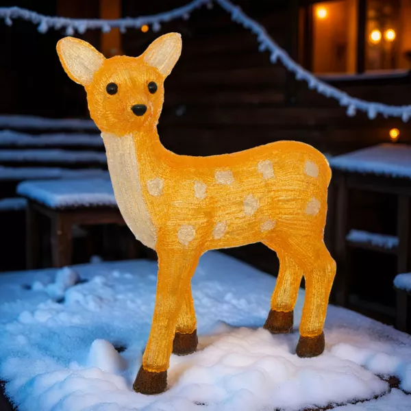 Solbelyst rensdyr med 50 LED (H48 cm) Hind Kold hvid