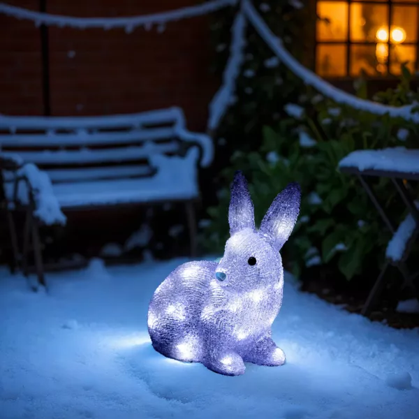 Petit lapin lumineux 30 LED (H26 cm) Sasha Blanc froid