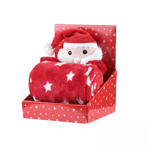 Plaid de No�l (100 x 75 cm) et peluche Edgard Rouge