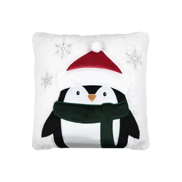 Quadratisches Weihnachtskissen  Samt (45 x 45 cm) Edgard Pinguin Wei�