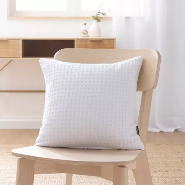 Housse de coussin carr�e coton nid d'abeille (40 x 40 cm) Maya Blanche