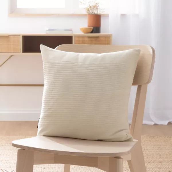 Vierkante geweven katoenen kussenhoes (40 x 40 cm) L�a Beige Pampa