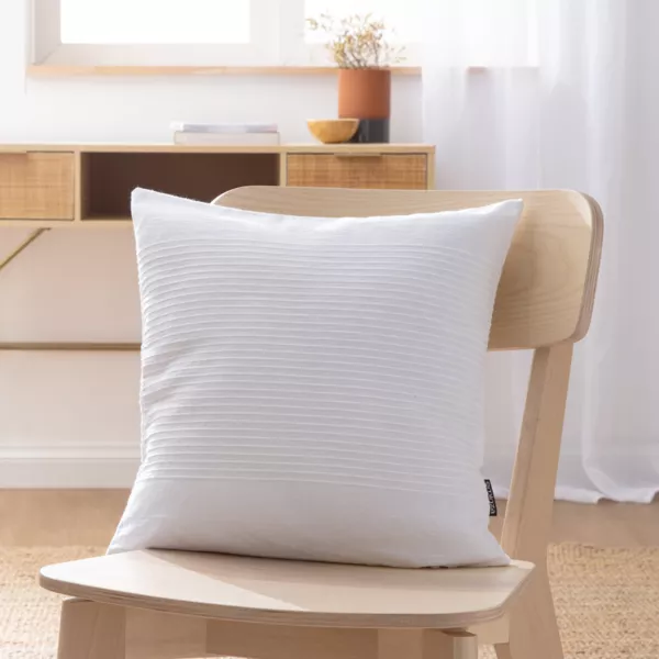 Housse de coussin carr�e coton tiss� (40 x 40 cm) L�a Blanche