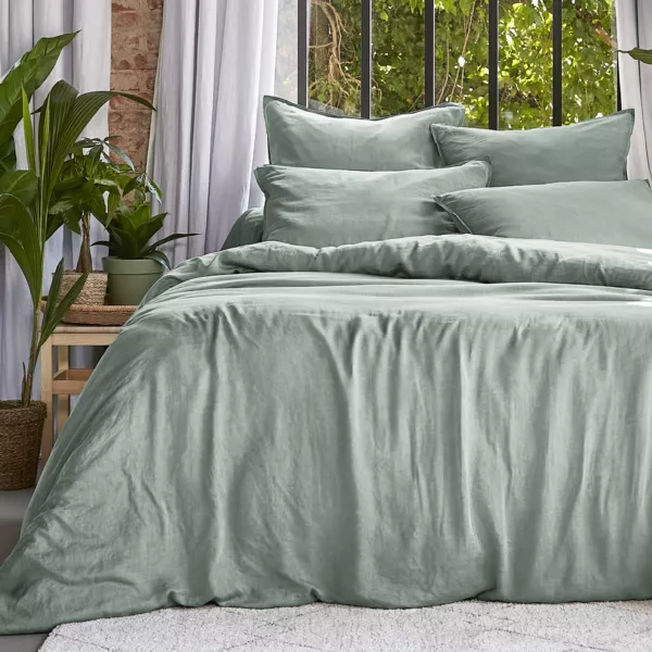 Housse de couette lyocell Tencel� lav� (200 x 200 cm) Olivia Vert eucalyptus