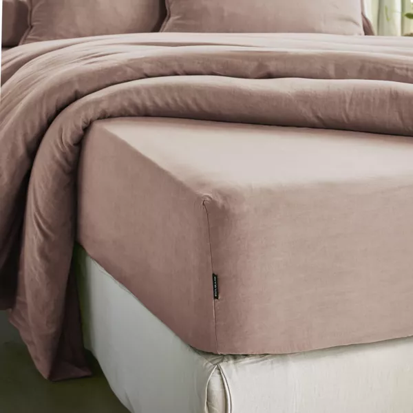 Drap housse lyocell Tencel� lav� (140 x 190 cm) Olivia Rose blush