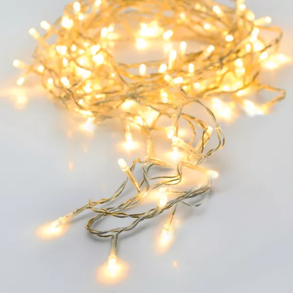 Ghirlanda luminosa a pile 7 m 96 LED cavo trasparente Lusso Bianco caldo