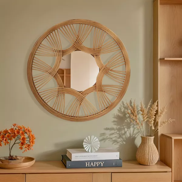 Runder Wandspiegel Rattan(D45 cm) Honiara Beige