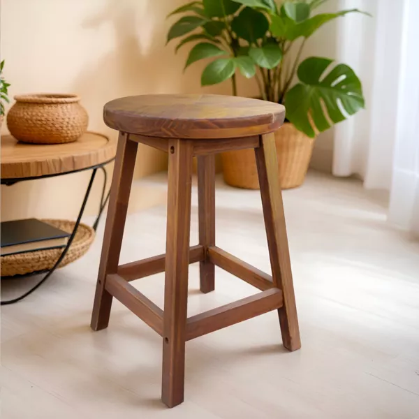 Tabouret rond bois (H45 cm) Davao Marron