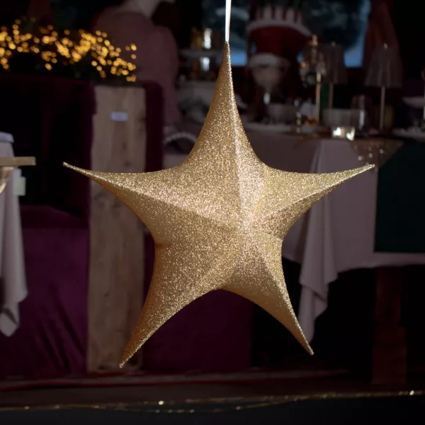 Riesige H�ngeleuchte (D135 cm) Weihnachtsstern Christmas Gold 