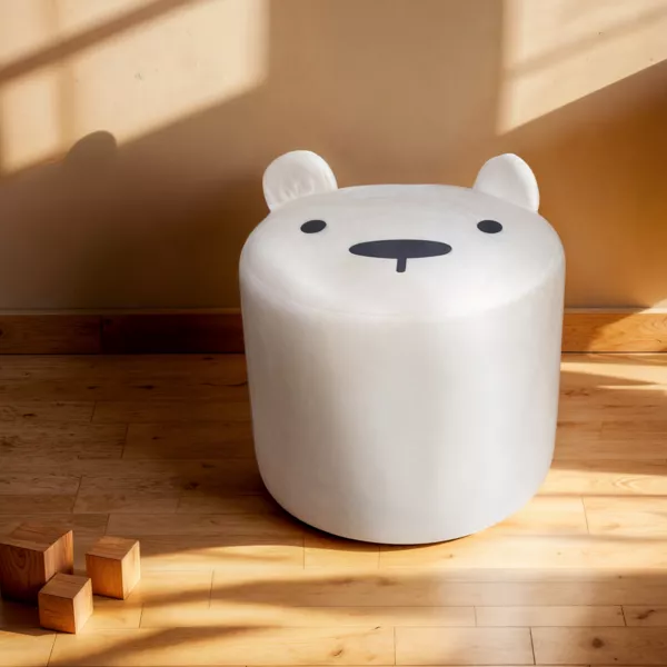 Pouf enfant (H25 cm) Ourson Blanc