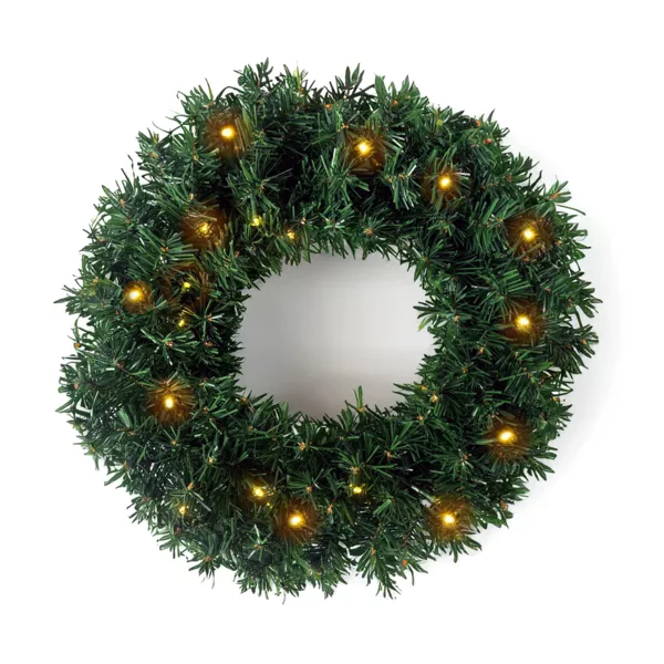 Corona di Natale luminosa (D40 cm) Royal Verde e bianco caldo