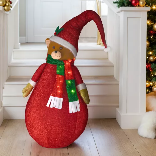 Lichtgevende beer op batterijen (H120 cm) Opvouwbaar Glitter Rood