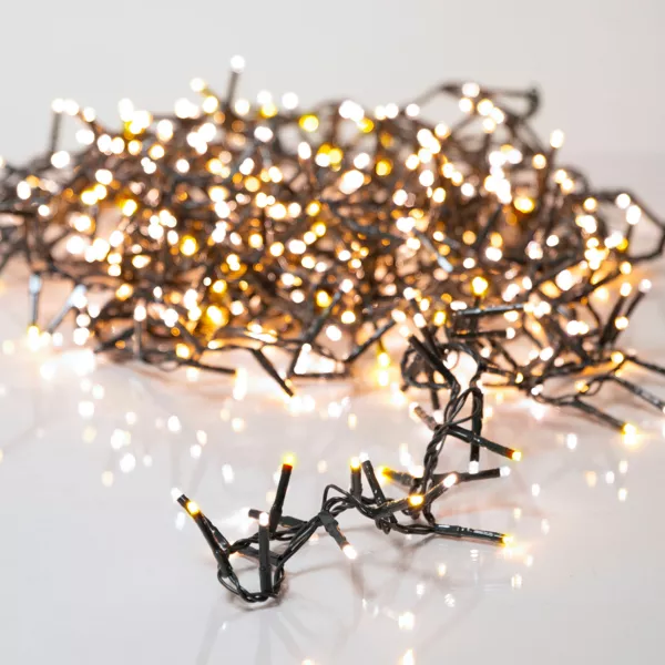 Guirlande lumineuse 11 m 500 LED c�ble vert Luxe Blanc chaud et chaud dor�