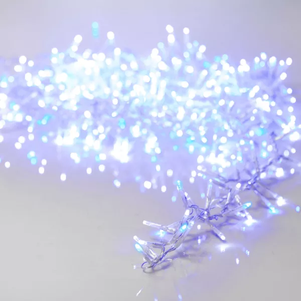 Guirlande lumineuse 16 m 750 LED c�ble transparent Luxe Bicolore Blanc et bleu