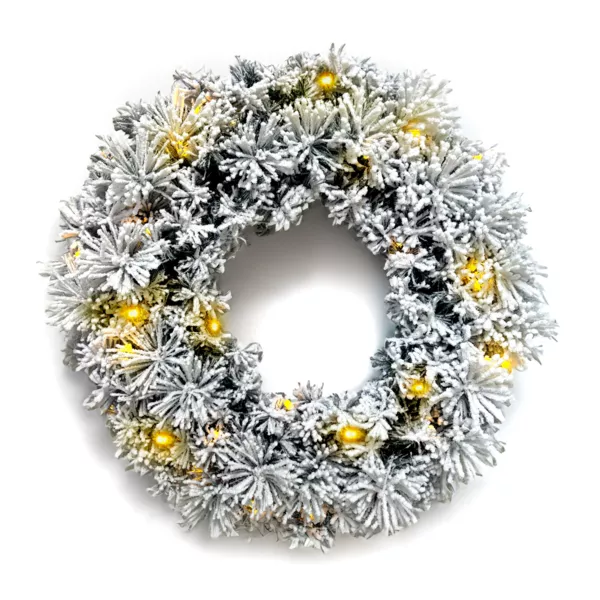 Lysende julekrans (D50 cm) Edmonton Gr�n sneet og varm hvid