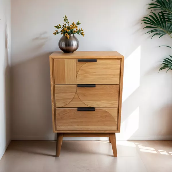 Kommode Schubladenkommode 3 Schubladen Holz (40 x 65 cm) Hano� Beige