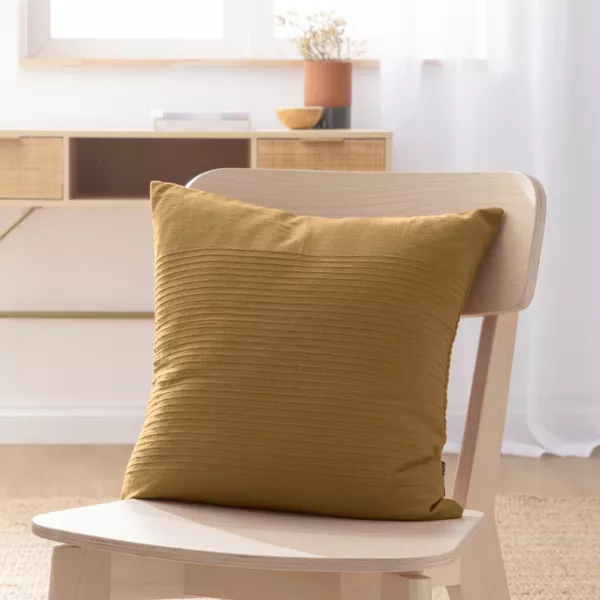 Housse de coussin carr�e coton tiss� (40 x 40 cm) L�a Camel