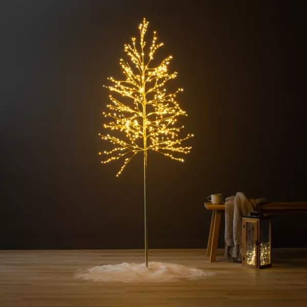 Lysende tr� med 720 LED'er (H180 cm) Holly Platane Hvid og varm hvid