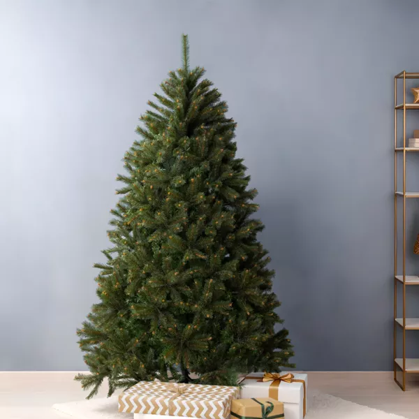 Sapin artificiel de No�l (H210 cm) Stockholm Vert finition perl�e