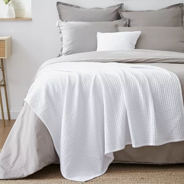 Worp van katoenen honingraat bed (130 x 160 cm) Maya Wit