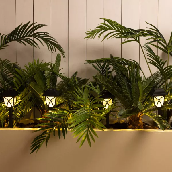 Set van 4 zonne-LED tuinpalen (H33 cm) Botany Zwart