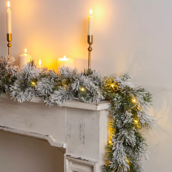 Guirlande de sapin lumineuse (180 cm - D25) Edmonton Vert enneig� et blanc chaud