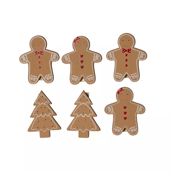 S�t med 4 figurer og 2 tr�er (H12 cm) Peberkage i tr�