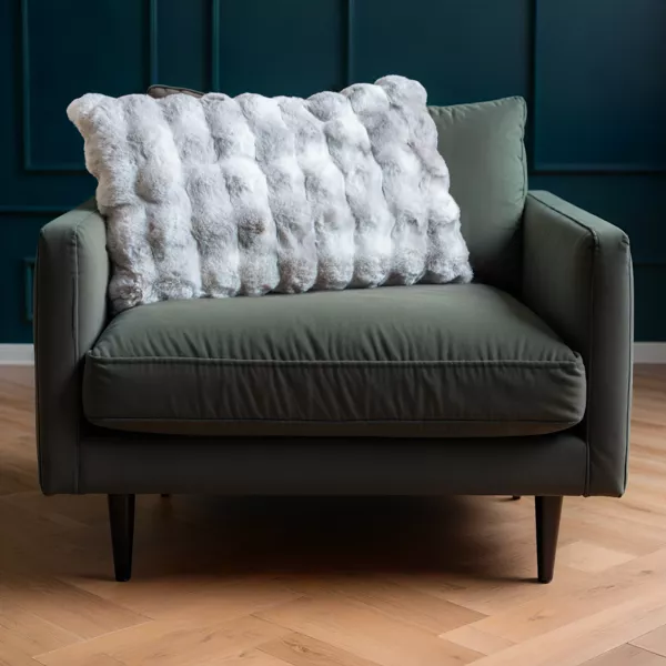 Coussin rectangulaire fausse fourrure (50 x 80 cm) Nebraska Gris perle