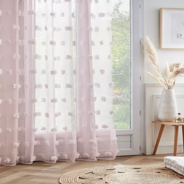 Voilage oeillets pompons (280 x 240 cm) Suzie Rose