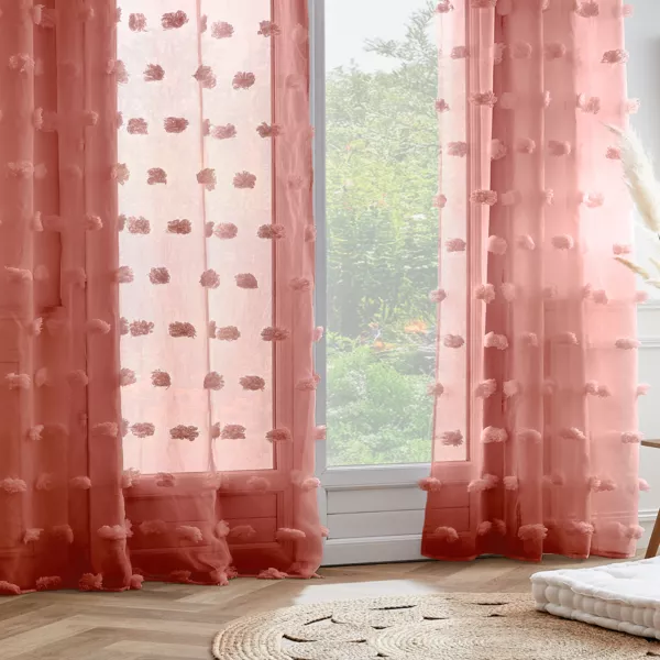 Gardine mit �sen & Pompons (140 x 240 cm) Suzie Terrakotta