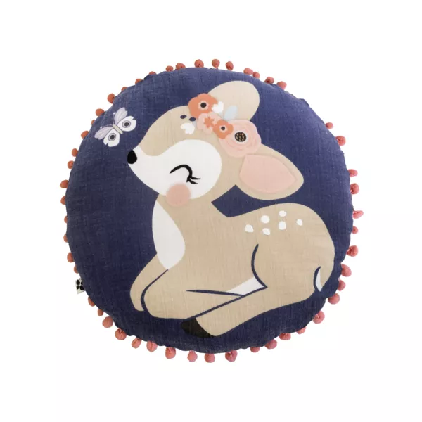 Rundes Kinderbaumwollkissen (40 cm) For�t enchant�e Mehrfarbig