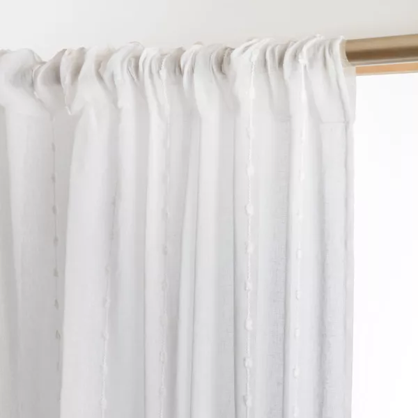 Visillo con cinta fruncida y pompones (140 x 240 cm) Axel Blanco