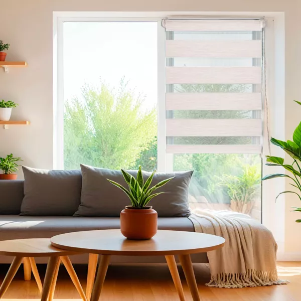 Estor enrollable  (45 x alto 180 cm) D�a / Noche Beige veteado