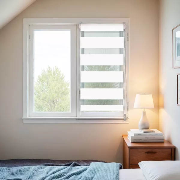 Rolgordijn (60 x 90 cm) Dag / Nacht Wit