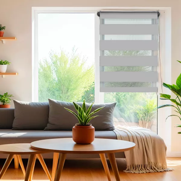 Estor enrollable (45 Alto 180 cm) Día/Noche Gris claro