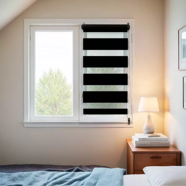 Rolgordijn Dag / Nacht (60 x 90 cm) Zwart