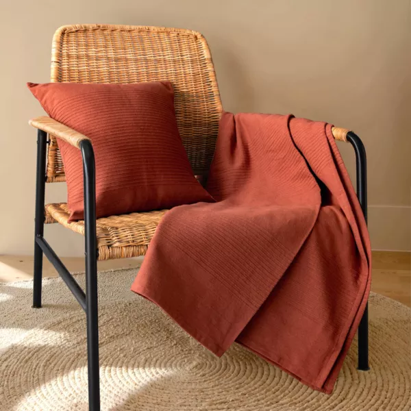 Geweven katoenen bedsprei (220 x 250 cm) L�a Terracotta