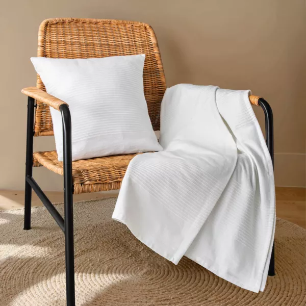 Geweven katoenen bedgooi (130 x 160 cm) L�a Wit